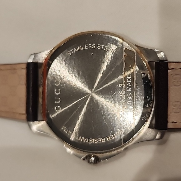Men's Gucci Watch Gently Used Brown Leather - Picture 5 of 8